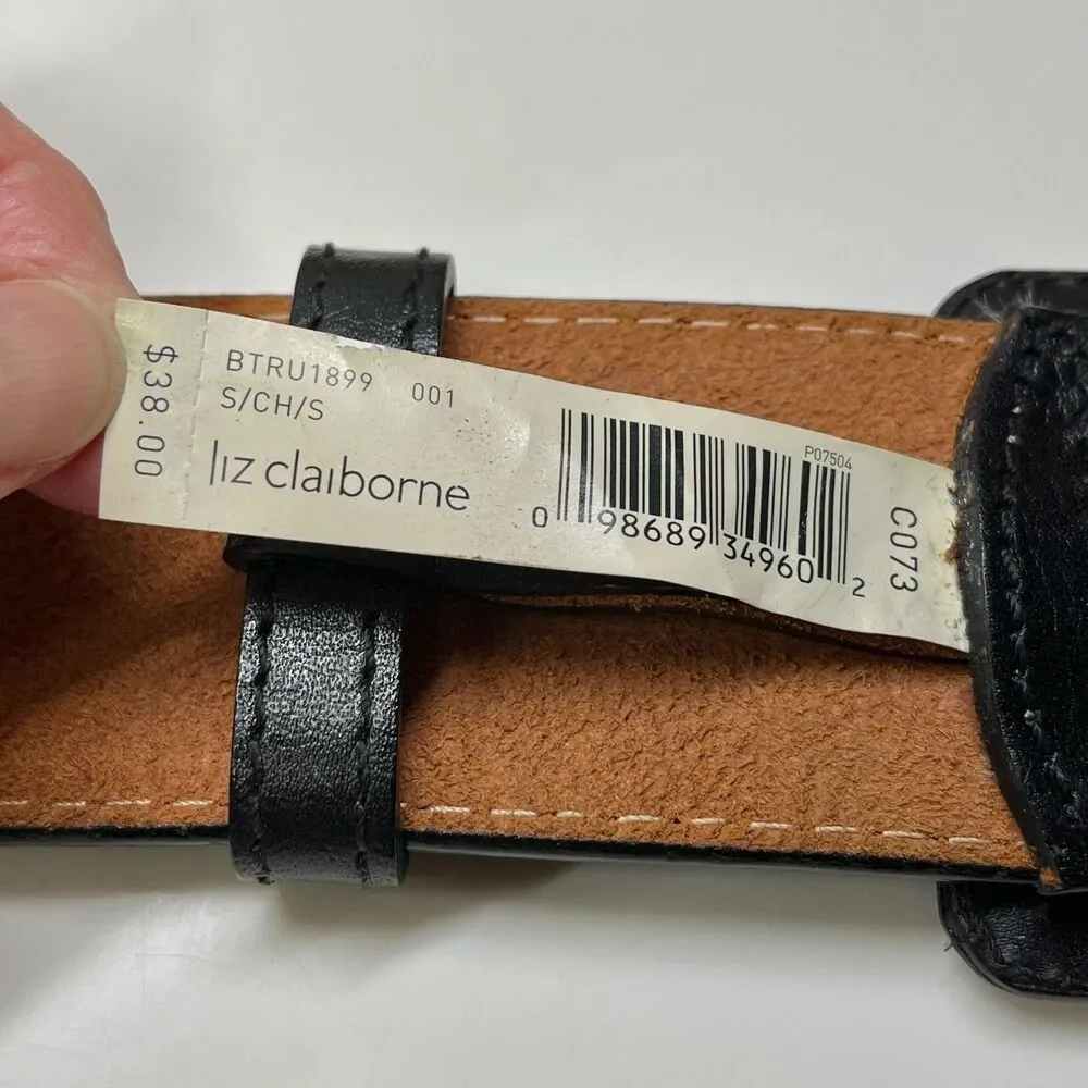 Vintage Liz Claiborne Black Leather Wide Womens Belt Size Small 30 Solid India